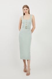 Belted Detail Ponte Jersey Strappy Midi Dress at Karen Millen